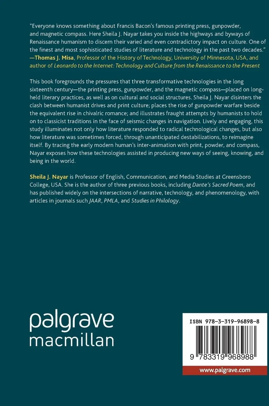 Rückseite: 9783319968988 | Renaissance Responses to Technological Change | Sheila J. Nayar | Buch