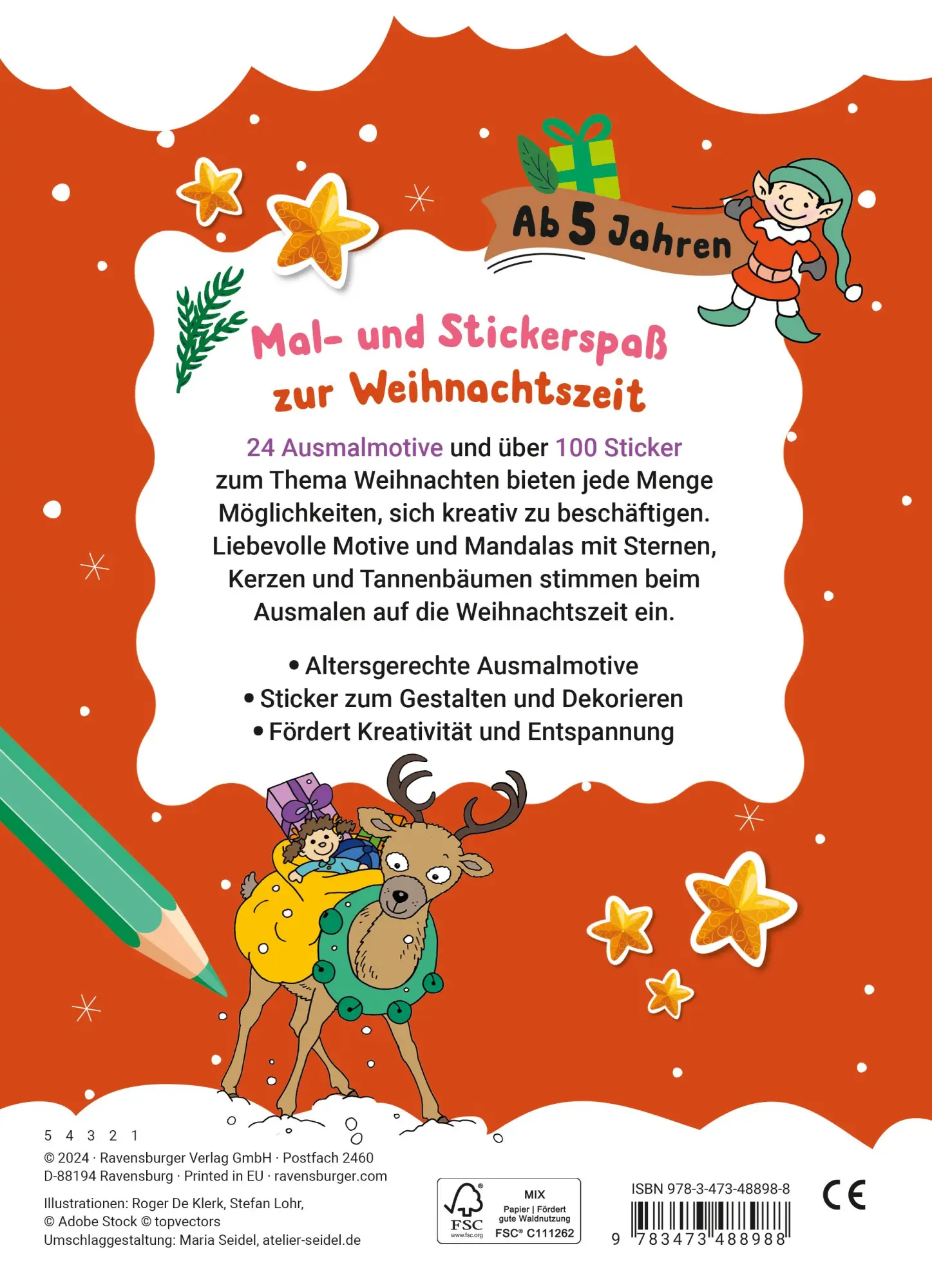 Rückseite: 9783473488988 | Mein liebstes Weihnachtsmalheft mit Stickern ab 5 | Roger De Klerk Rückseite: 9783473488988 | Mein liebstes Weihnachtsmalheft mit Stickern ab 5 | Roger De Klerk