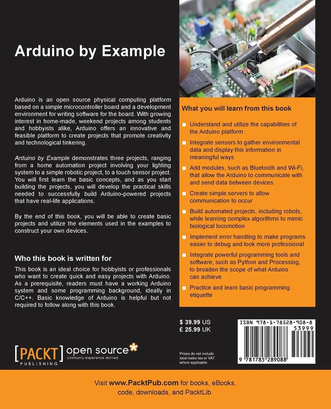 Rückseite: 9781785289088 | Arduino by Example | Adith Jagadish Boloor | Taschenbuch | Englisch