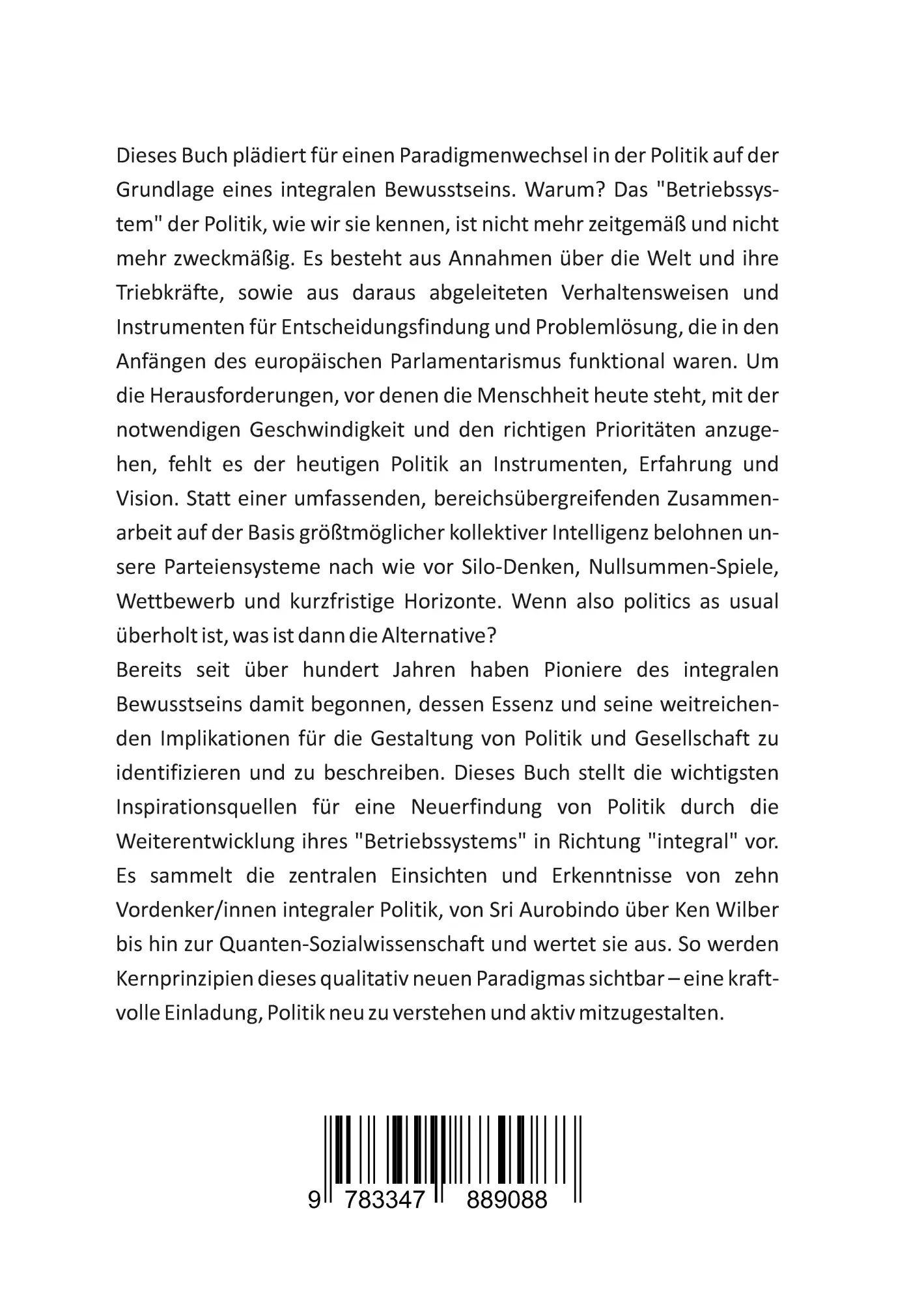 Rückseite: 9783347889088 | Integrale Politik - Grundlagen, Prinzipien und Inspirationsquellen