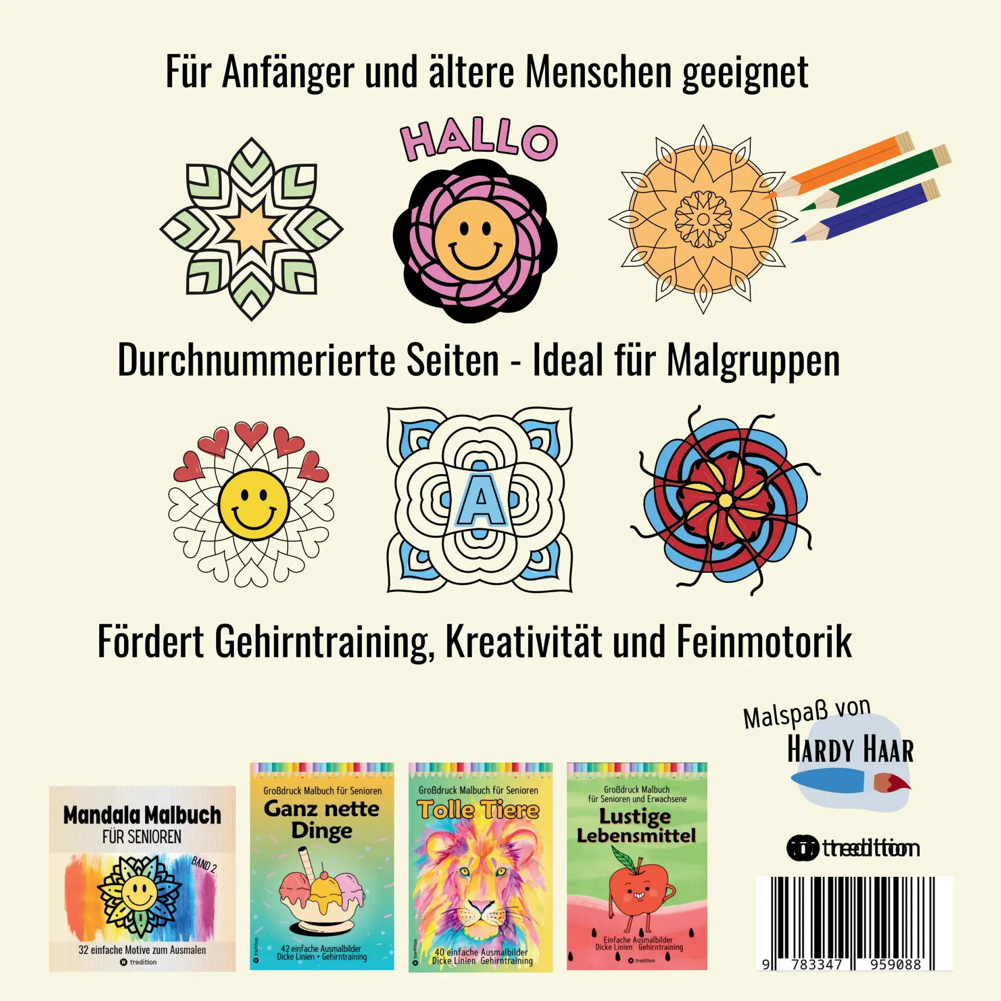 Rückseite: 9783347959088 | Mandala Malbuch für Senioren 32 einfache Motive zum Ausmalen...