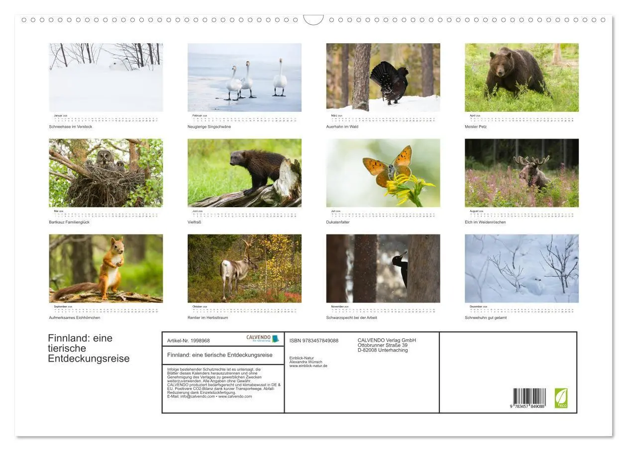 Bild: 9783457849088 | Finnland: eine tierische Entdeckungsreise (Wandkalender 2026 DIN A2...