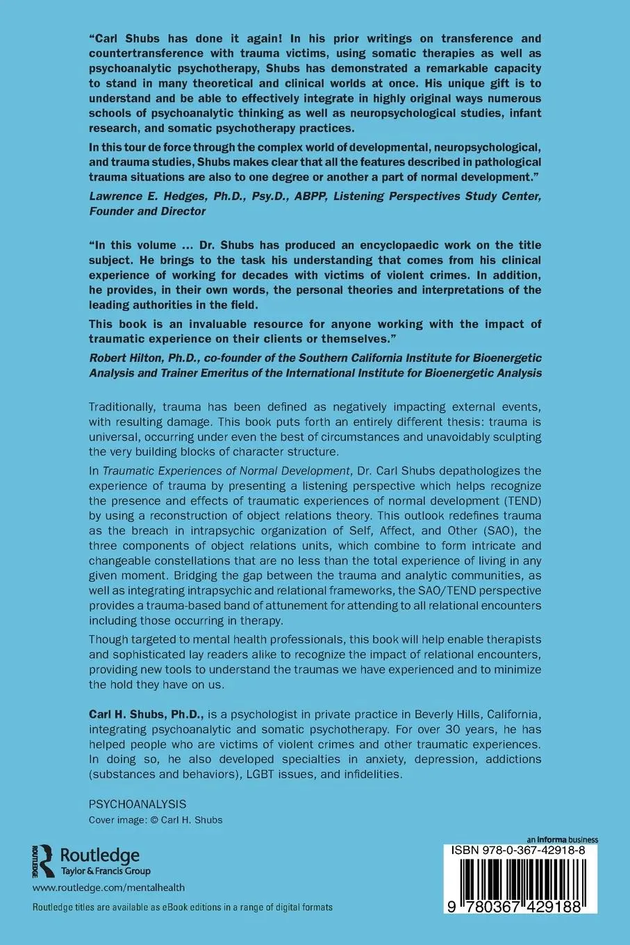 Rückseite: 9780367429188 | Traumatic Experiences of Normal Development | Carl H. Shubs | Buch
