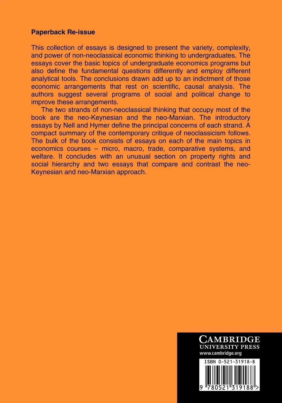 Rückseite: 9780521319188 | Growth, Profits and Property | Edward J. Nell | Taschenbuch | Englisch