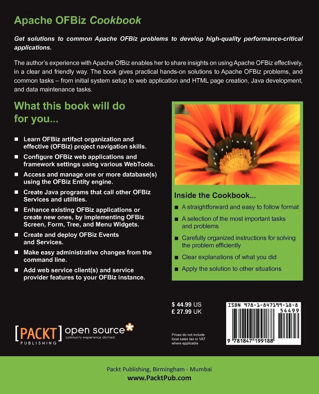 Rückseite: 9781847199188 | Apache Ofbiz Cookbook | Ruth Hoffman | Taschenbuch | Englisch | 2010