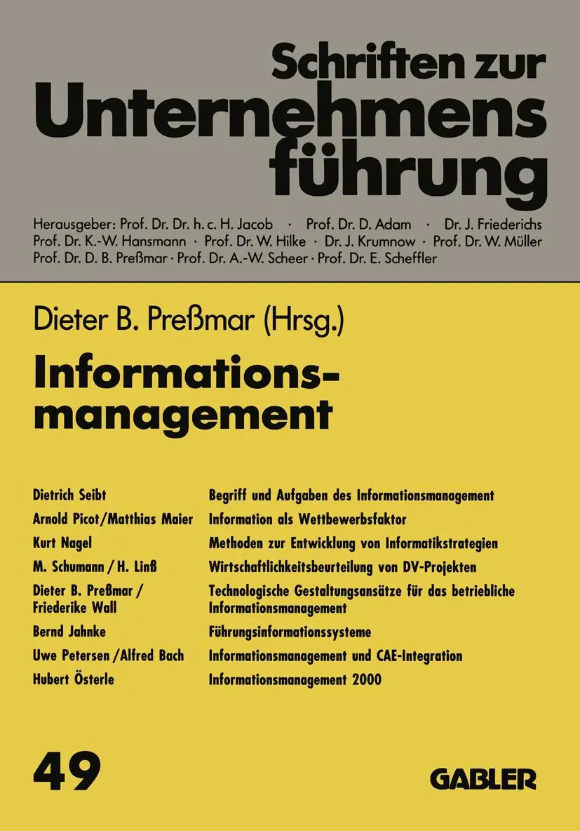 Cover: 9783409179188 | Informationsmanagement | Preßmar Dieter B. | Taschenbuch | 189 S.