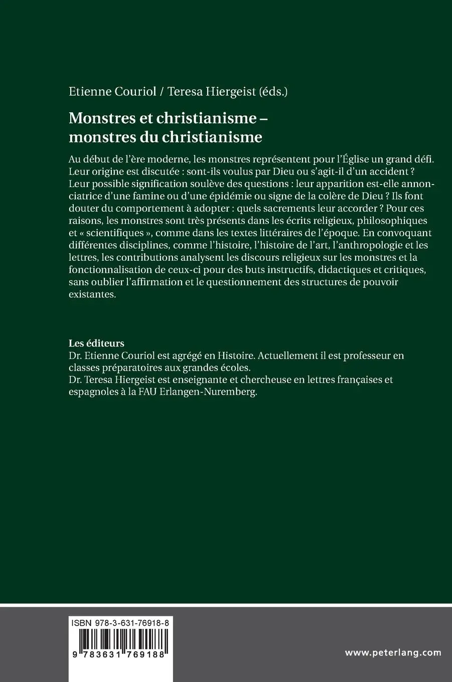 Rückseite: 9783631769188 | Monstres et christianisme - monstres du christianisme | Buch | 2018