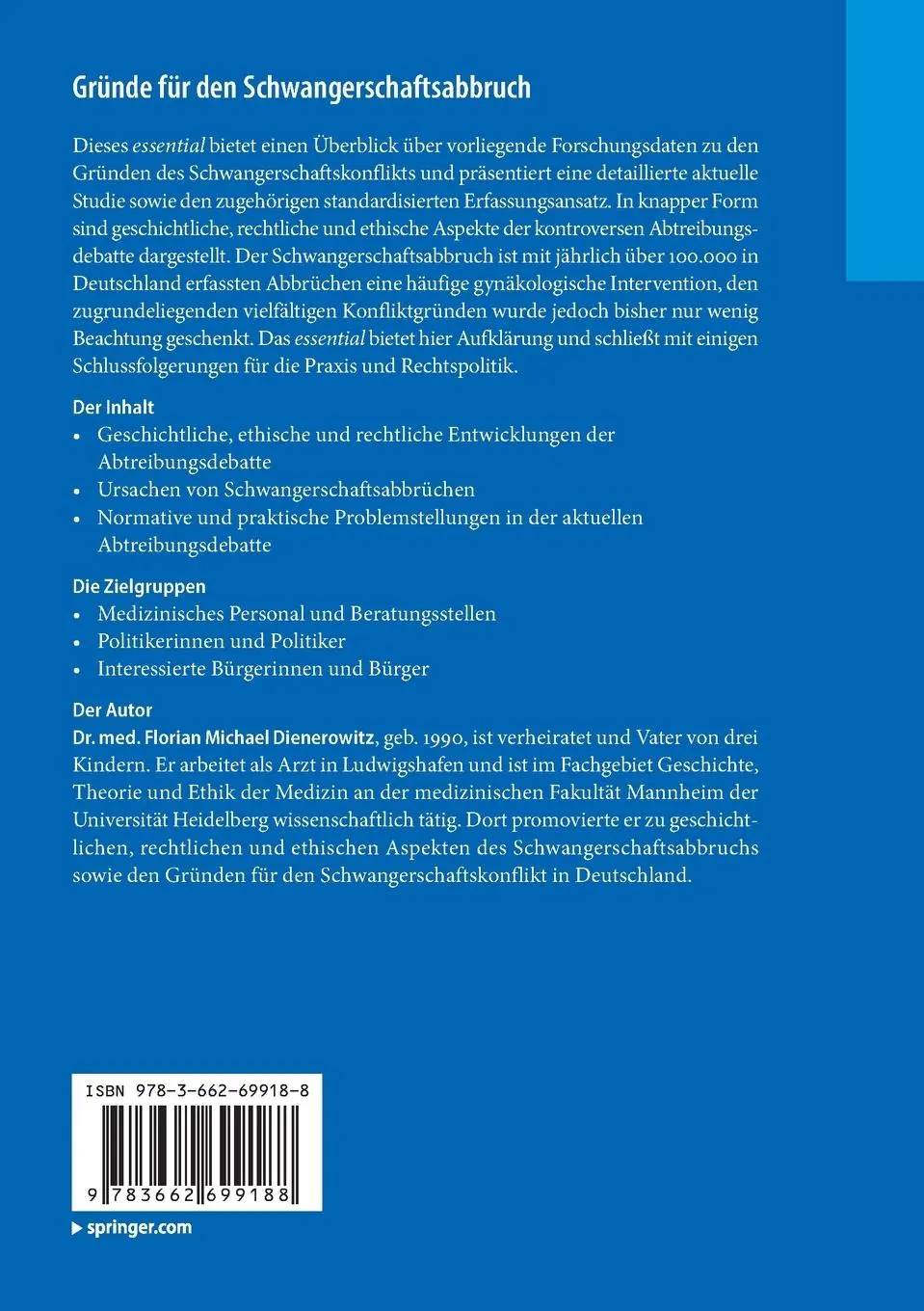 Rückseite: 9783662699188 | Gründe für den Schwangerschaftsabbruch | Florian Michael Dienerowitz