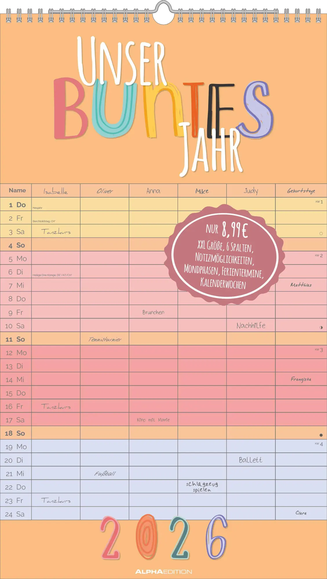 Cover: 4069095009288 | Unser buntes Jahr 2026 Familienplaner - Familien-Timer 26x45 cm -...