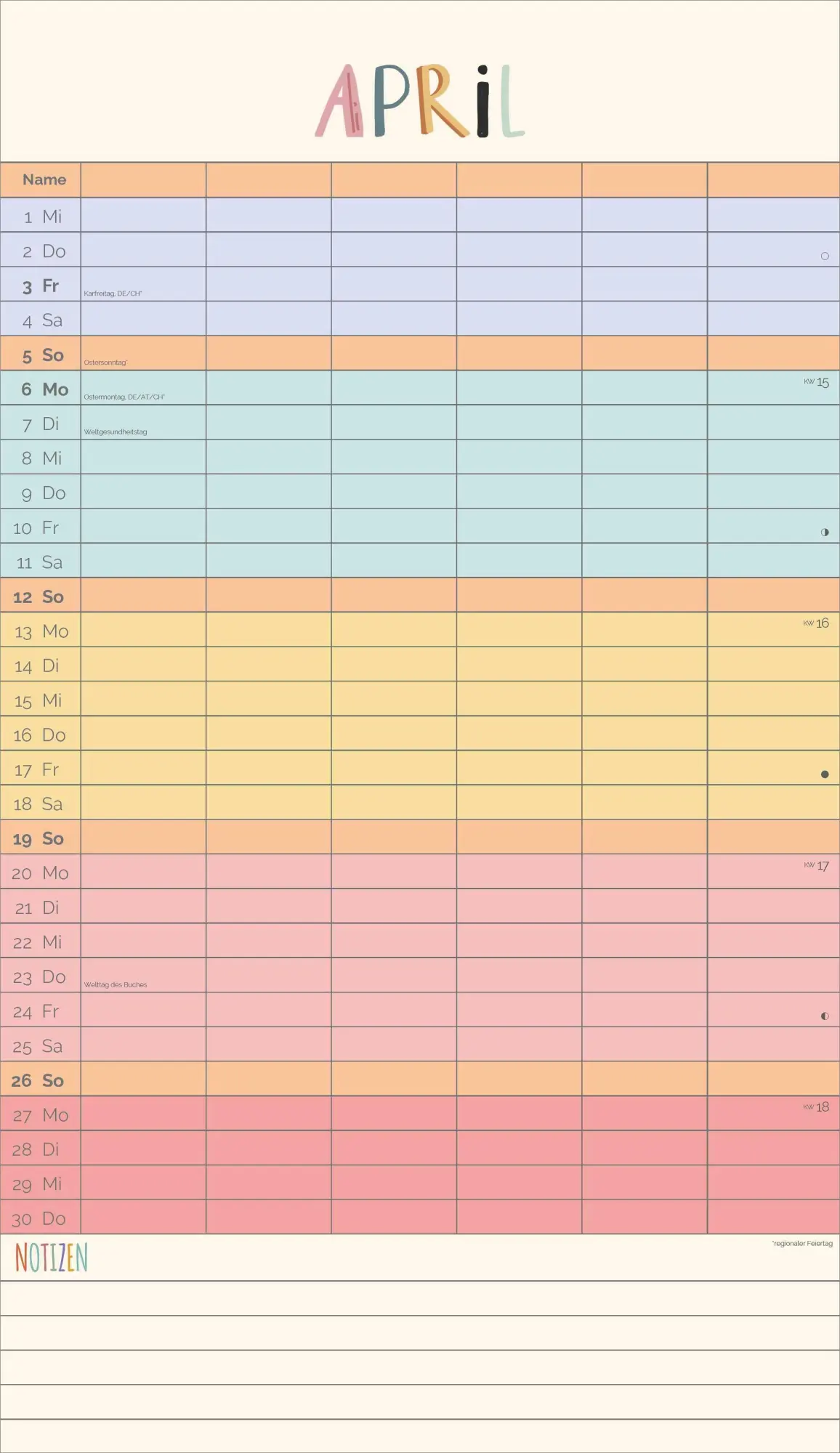Bild: 4069095009288 | Unser buntes Jahr 2026 Familienplaner - Familien-Timer 26x45 cm -...