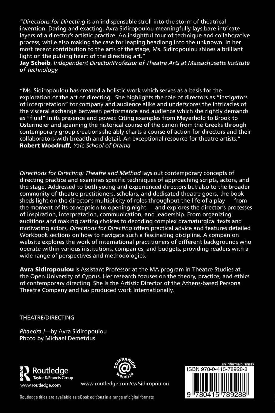 Rückseite: 9780415789288 | Directions for Directing | Theatre and Method | Avra Sidiropoulou