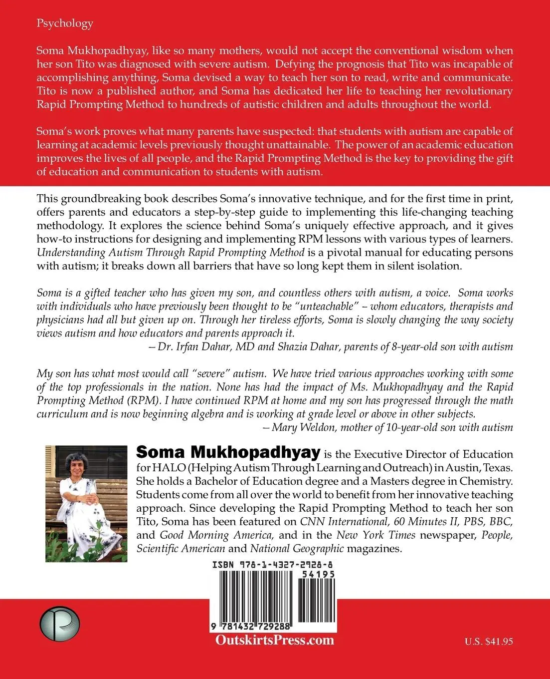 Rückseite: 9781432729288 | Understanding Autism through Rapid Prompting Method | Mukhopadhyay