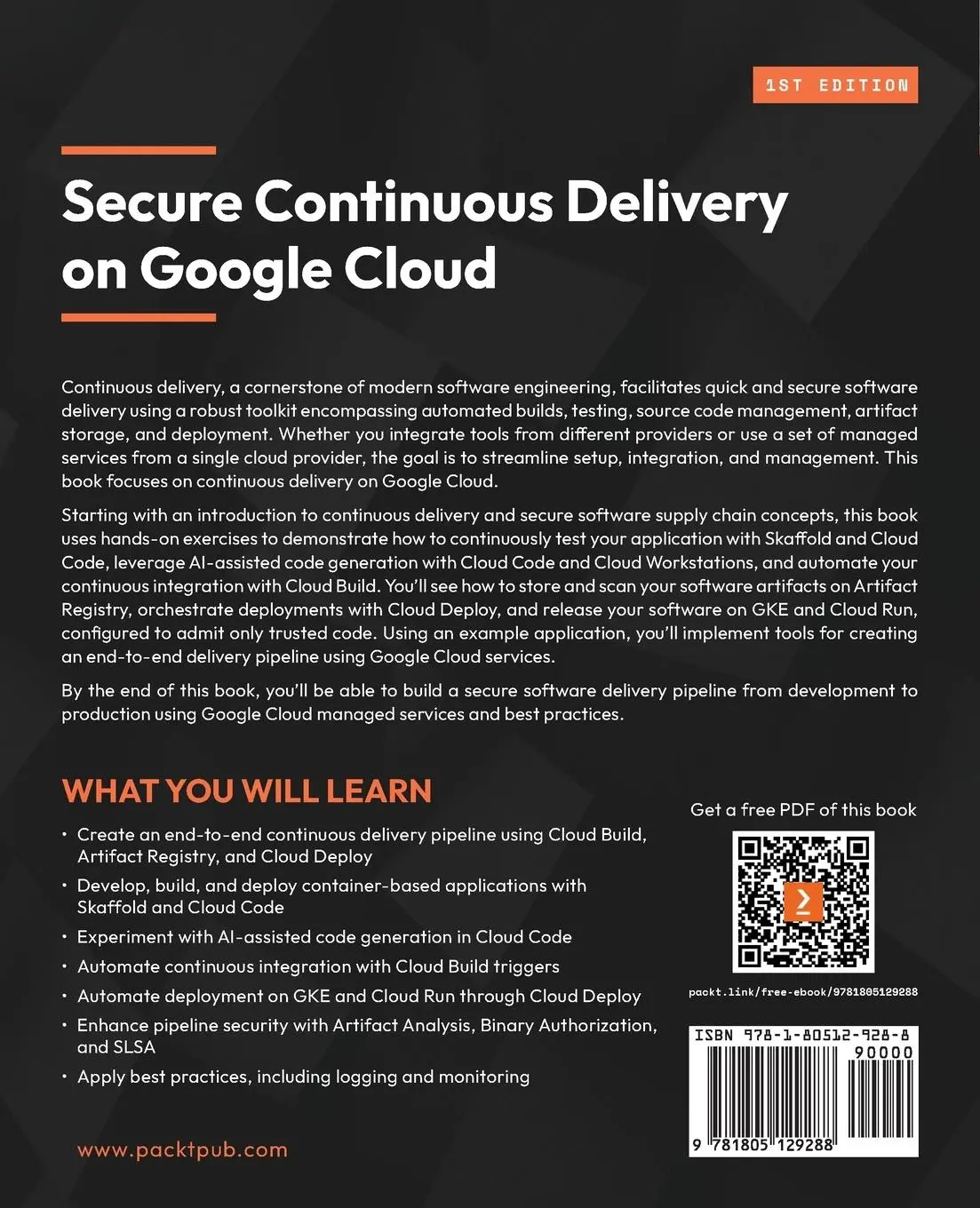 Rückseite: 9781805129288 | Secure Continuous Delivery on Google Cloud | Giovanni Galloro (u. a.)