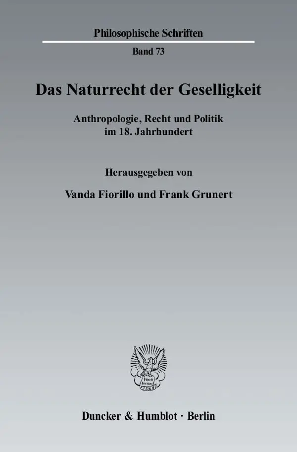 Cover: 9783428119288 | Das Naturrecht der Geselligkeit. | Vanda Fiorillo (u. a.) | Buch
