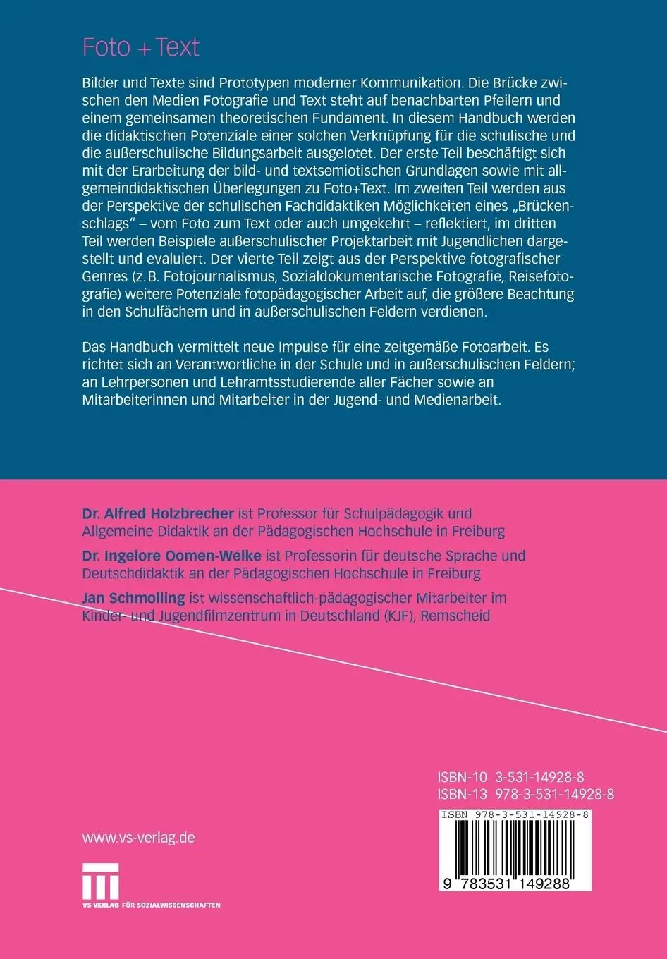 Rückseite: 9783531149288 | Foto + Text | Handbuch für die Bildungsarbeit | Holzbrecher (u. a.)