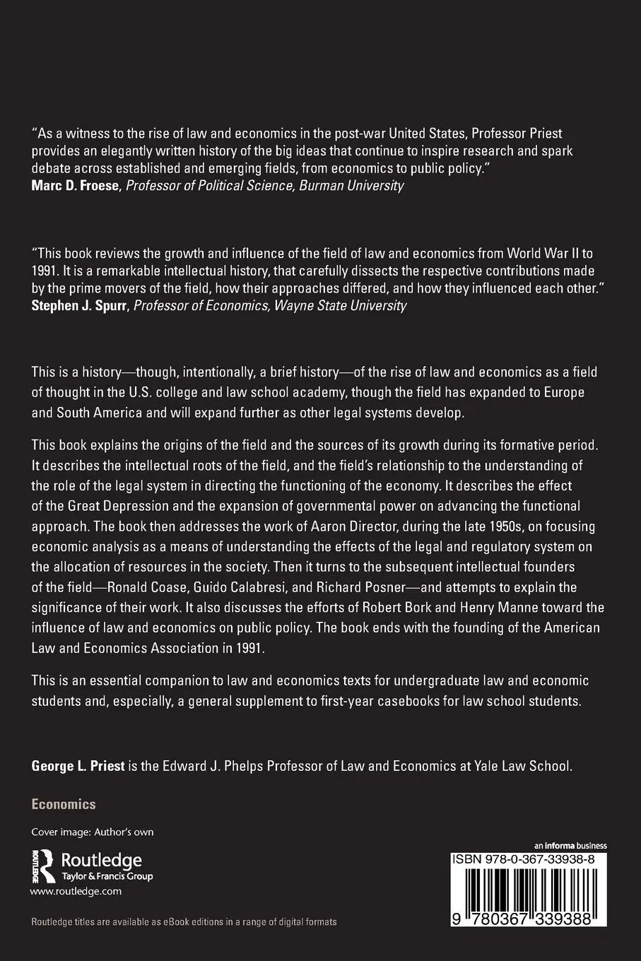Rückseite: 9780367339388 | The Rise of Law and Economics | An Intellectual History | Priest