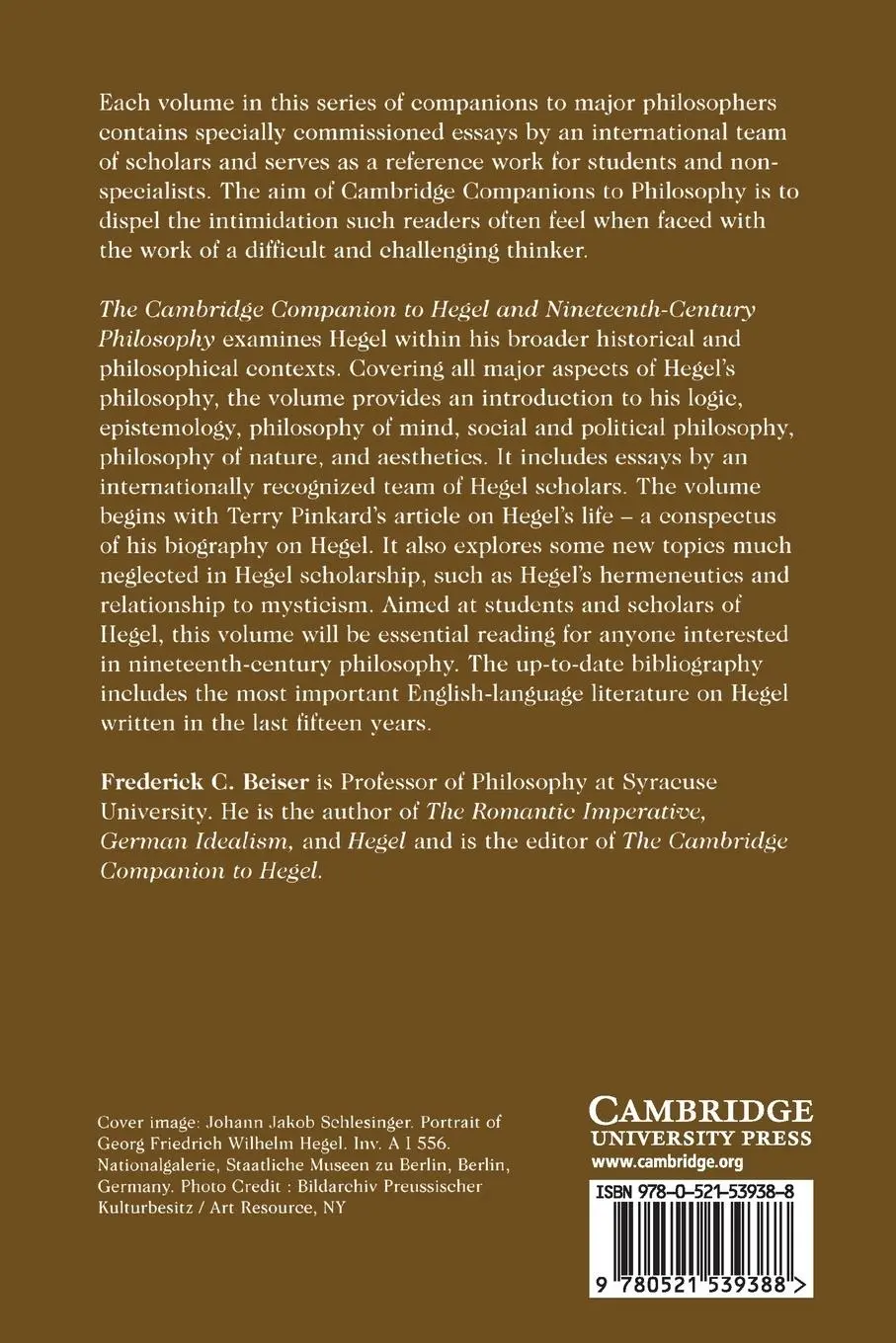 Rückseite: 9780521539388 | The Cambridge Companion to Hegel and Nineteenth-Century Philosophy
