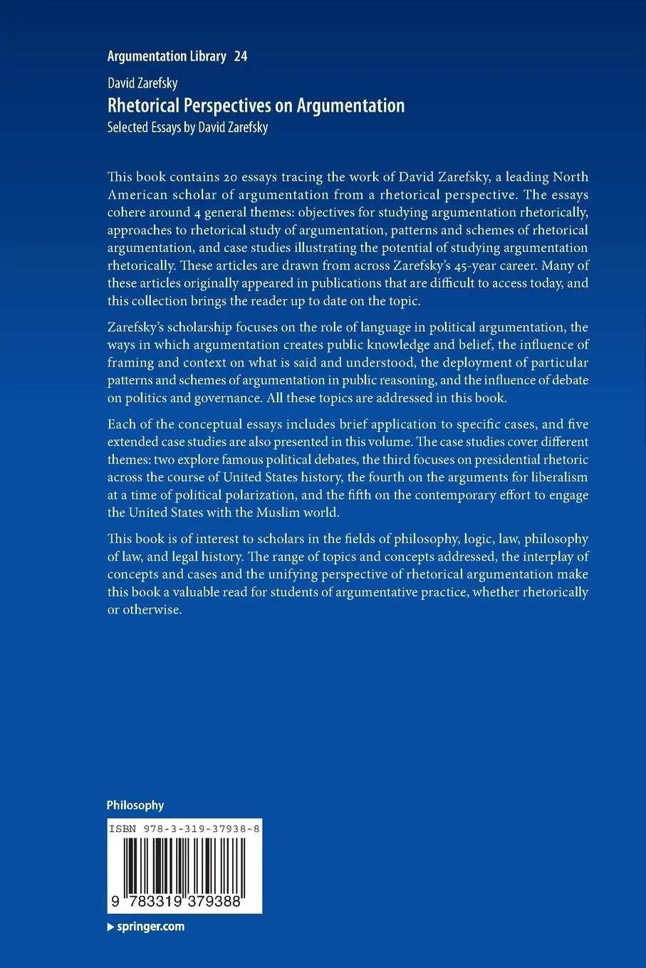 Rückseite: 9783319379388 | Rhetorical Perspectives on Argumentation | David Zarefsky | Buch | xix