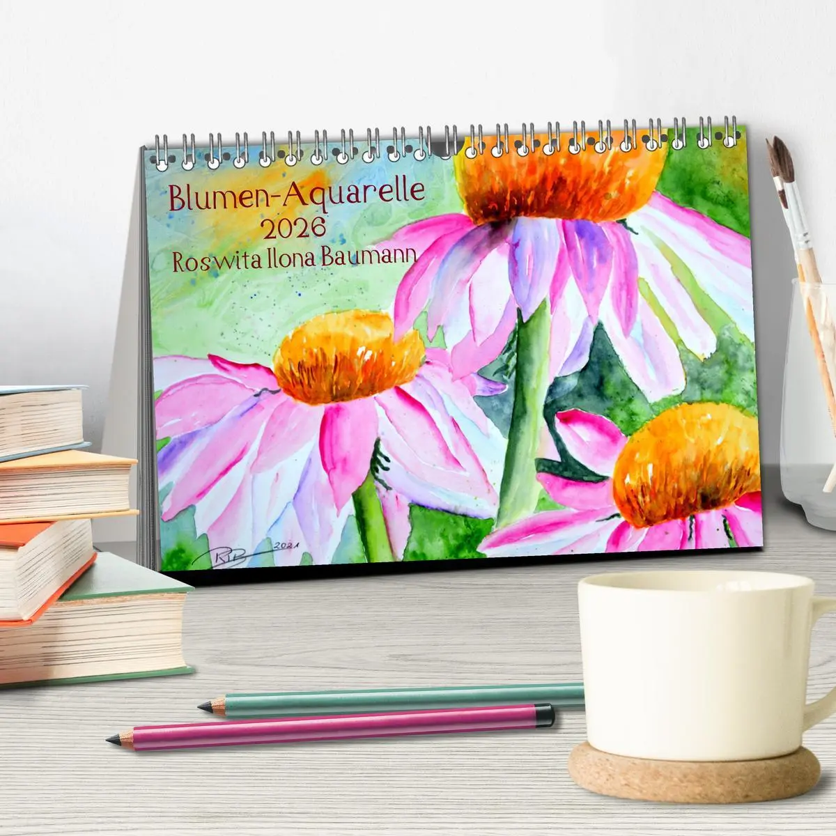 Bild: 9783457439388 | Blumen-Aquarelle (Tischkalender 2026 DIN A5 quer), CALVENDO...