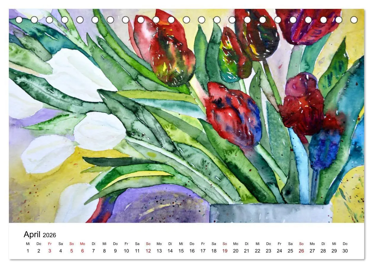 Bild: 9783457439388 | Blumen-Aquarelle (Tischkalender 2026 DIN A5 quer), CALVENDO...