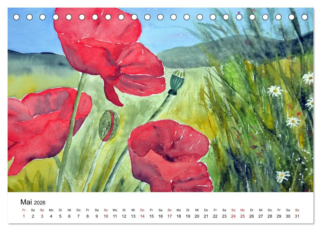 Bild: 9783457439388 | Blumen-Aquarelle (Tischkalender 2026 DIN A5 quer), CALVENDO...