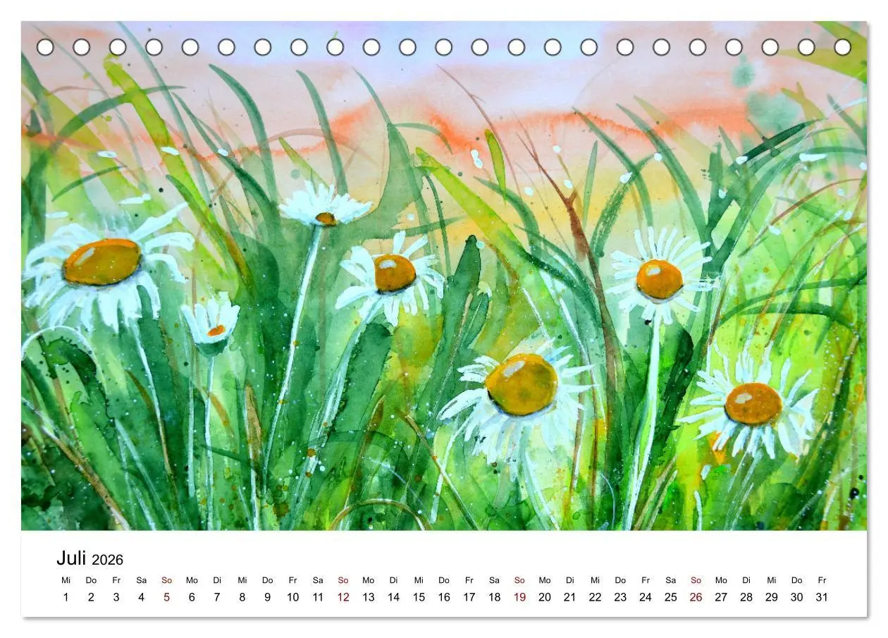 Bild: 9783457439388 | Blumen-Aquarelle (Tischkalender 2026 DIN A5 quer), CALVENDO...