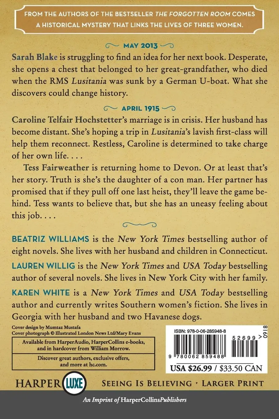 Rückseite: 9780062859488 | Glass Ocean LP, The | Karen White (u. a.) | Taschenbuch | Paperback
