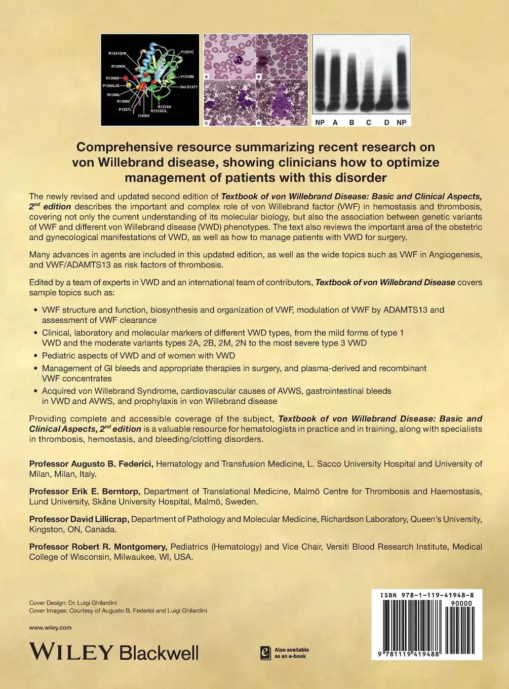 Rückseite: 9781119419488 | Textbook of Von Willebrand Disease | Basic and Clinical Aspects | Buch
