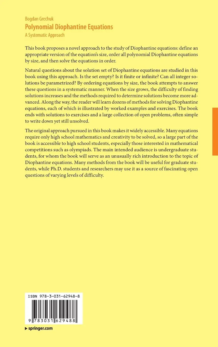 Rückseite: 9783031629488 | Polynomial Diophantine Equations | A Systematic Approach | Grechuk