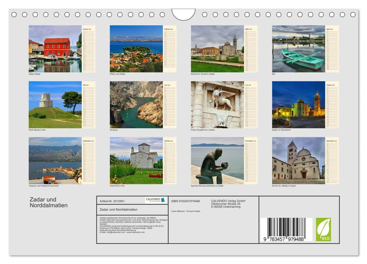 Bild: 9783457979488 | Zadar und Norddalmatien (Wandkalender 2026 DIN A4 quer), CALVENDO...