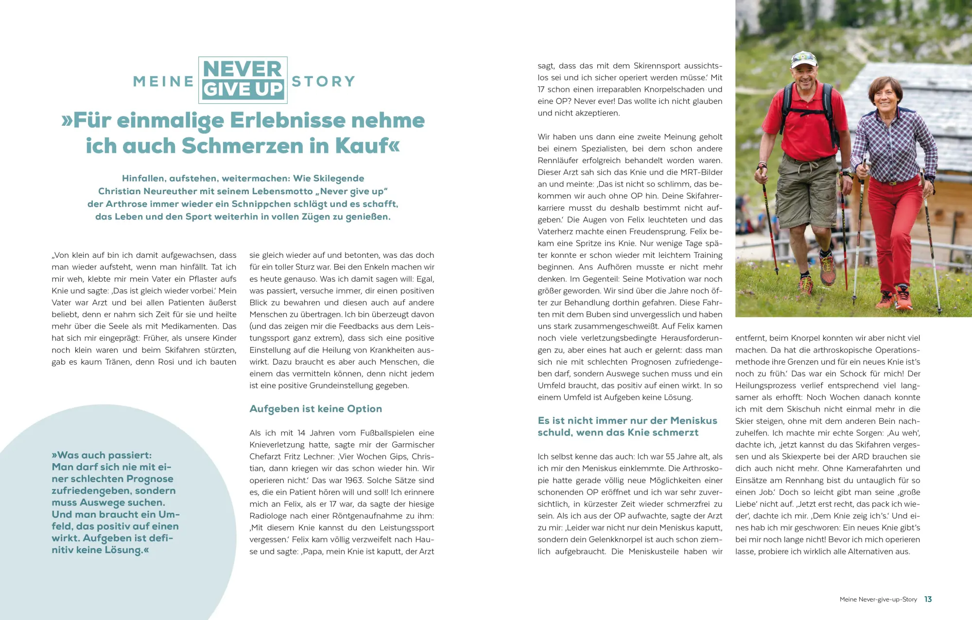 Bild: 9783898839488 | Never give up | Fit und vital mit Arthrose | Neureuther (u. a.) | Buch