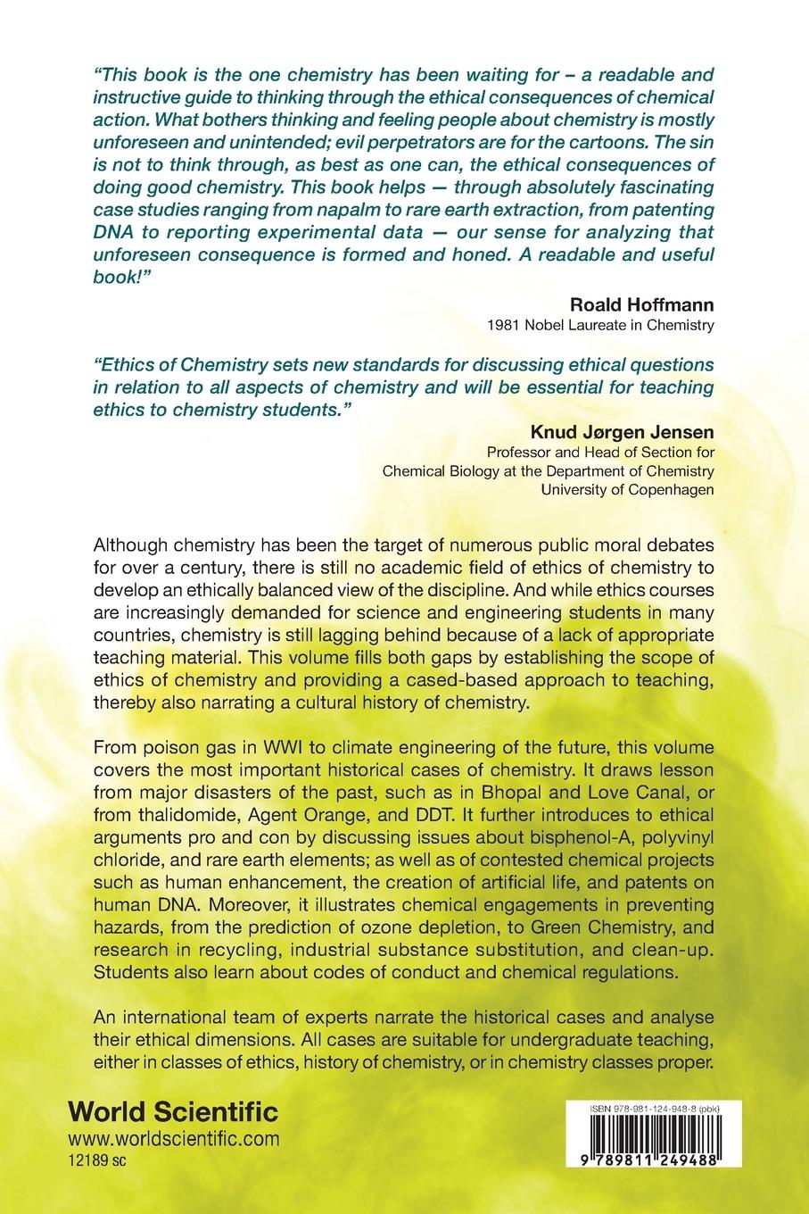 Rückseite: 9789811249488 | ETHICS OF CHEMISTRY | FROM POISON GAS TO CLIMATE ENGINEERING | Buch