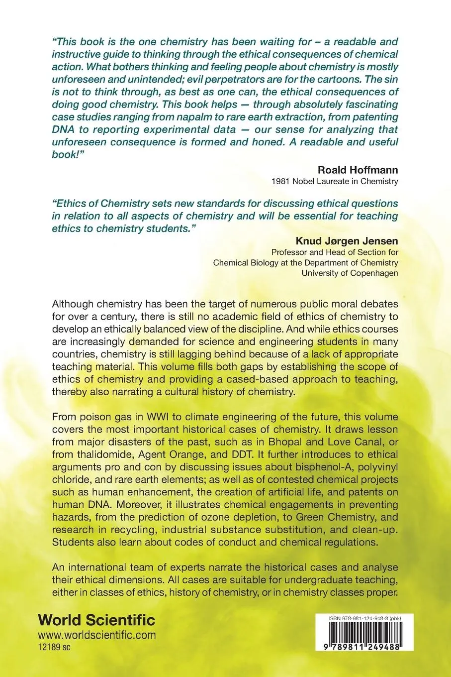Rückseite: 9789811249488 | ETHICS OF CHEMISTRY | FROM POISON GAS TO CLIMATE ENGINEERING | Buch
