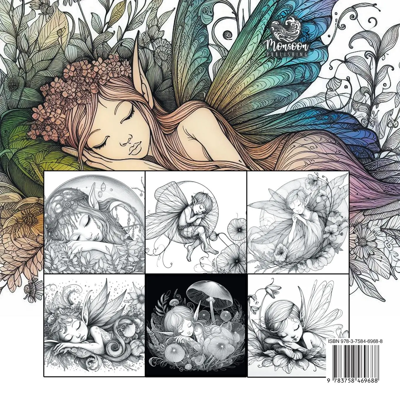 Rückseite: 9783758469688 | Sleeping Elves Coloring Book for Adults | Monsoon Publishing | Buch