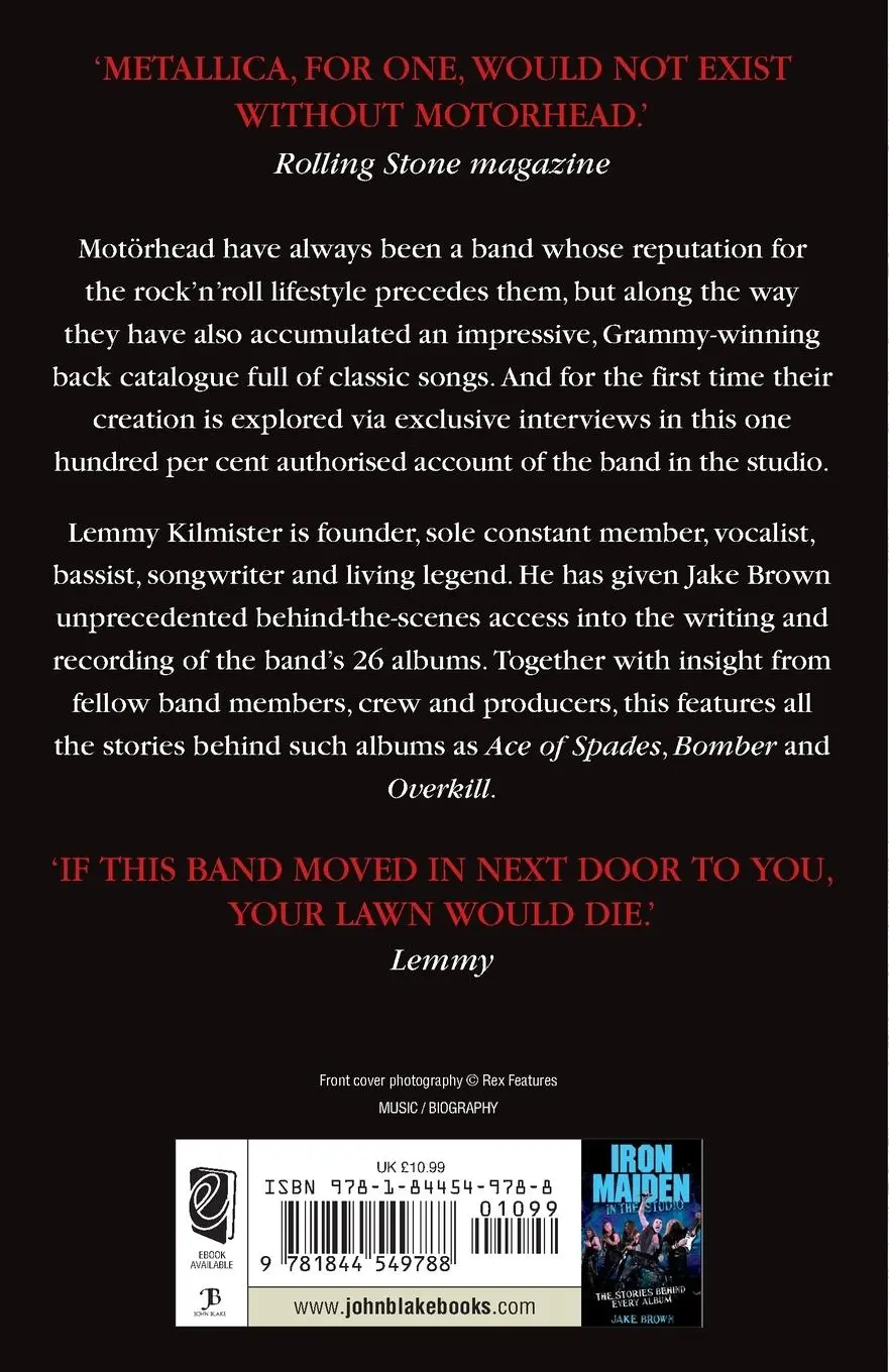 Rückseite: 9781844549788 | Motorhead - In The Studio | Jake Brown | Taschenbuch | Englisch | 2010