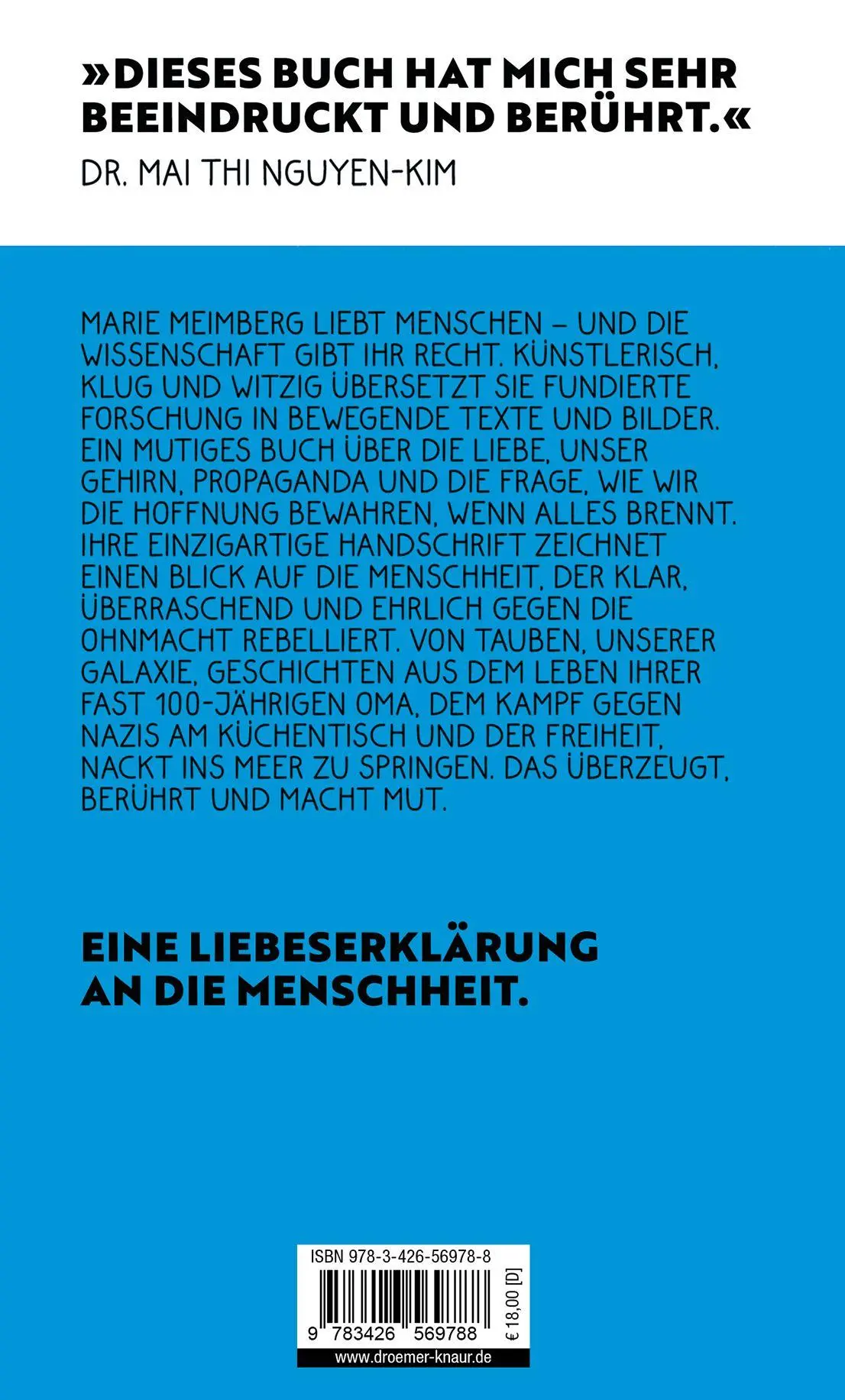 Rückseite: 9783426569788 | Ich liebe Menschen | Ein Plädoyer für uns alle | Marie Meimberg | Buch