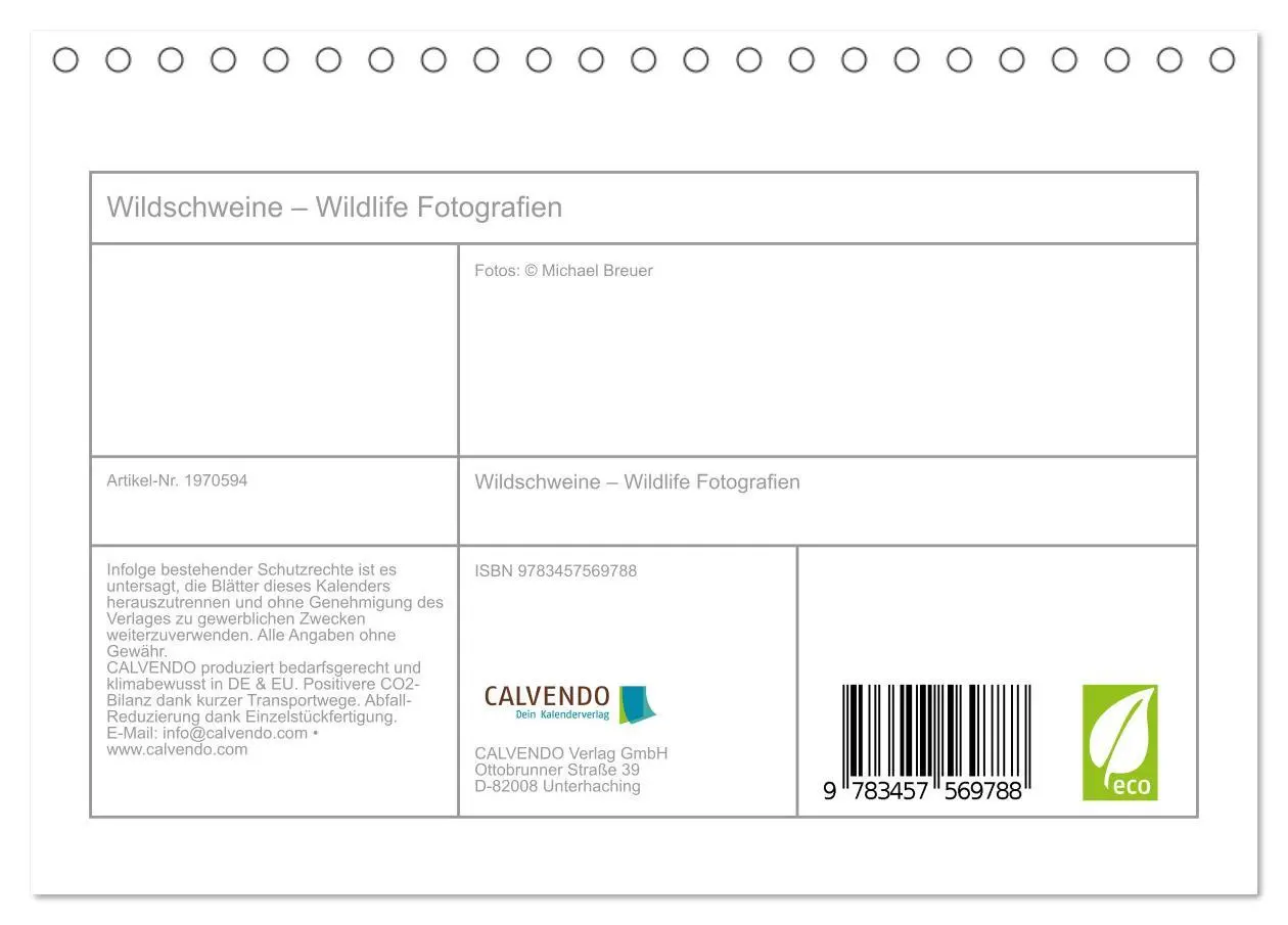 Bild: 9783457569788 | Wildschweine - Wildlife Fotografien (Tischkalender 2026 DIN A5...