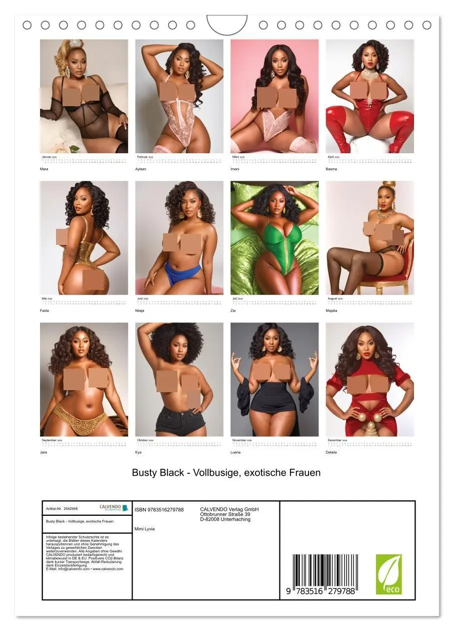 Bild: 9783516279788 | Busty Black - Vollbusige, exotische Frauen (Wandkalender 2026 DIN...