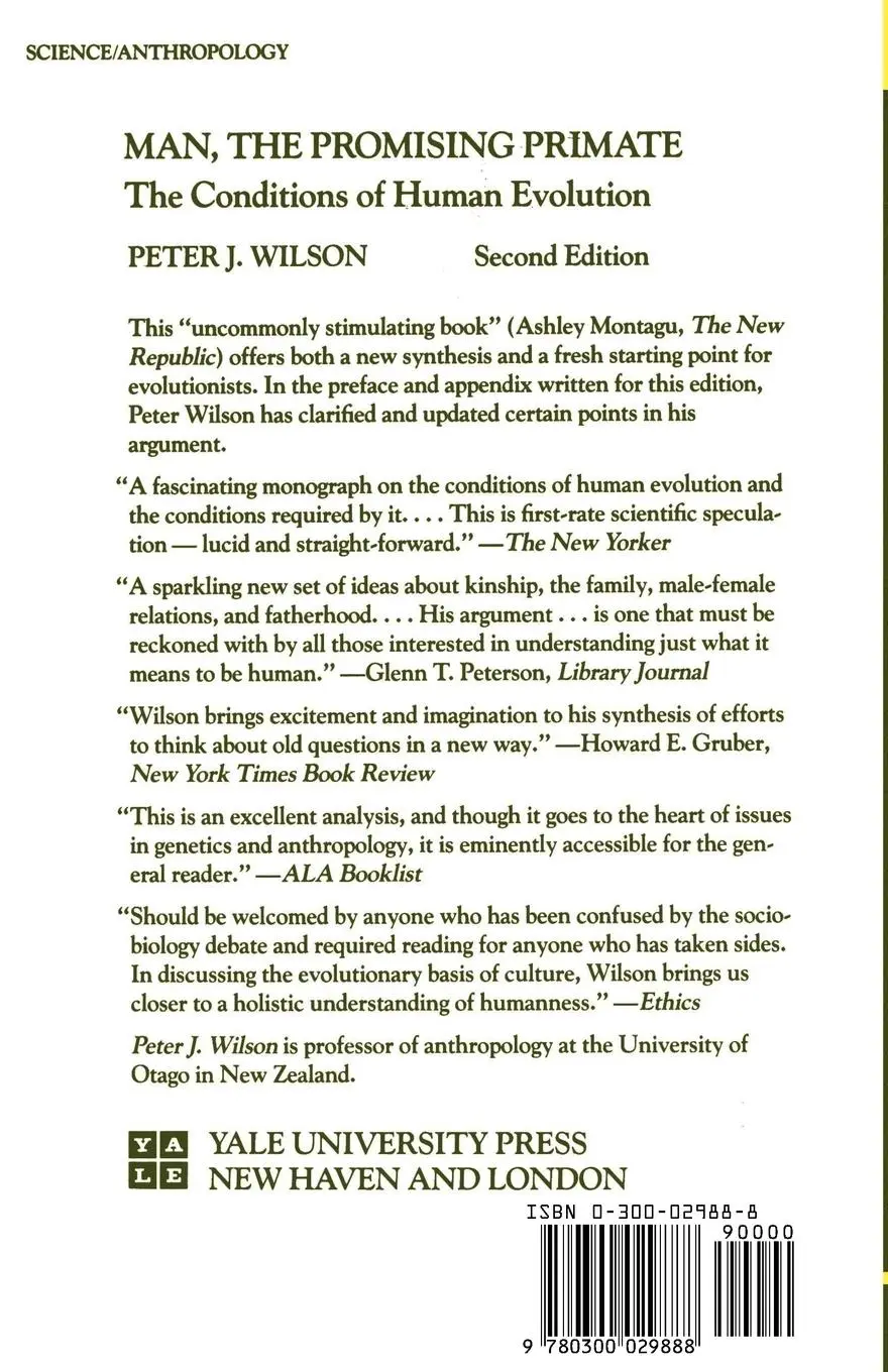 Rückseite: 9780300029888 | Man, the Promising Primate - The Conditions of Human Evolution...