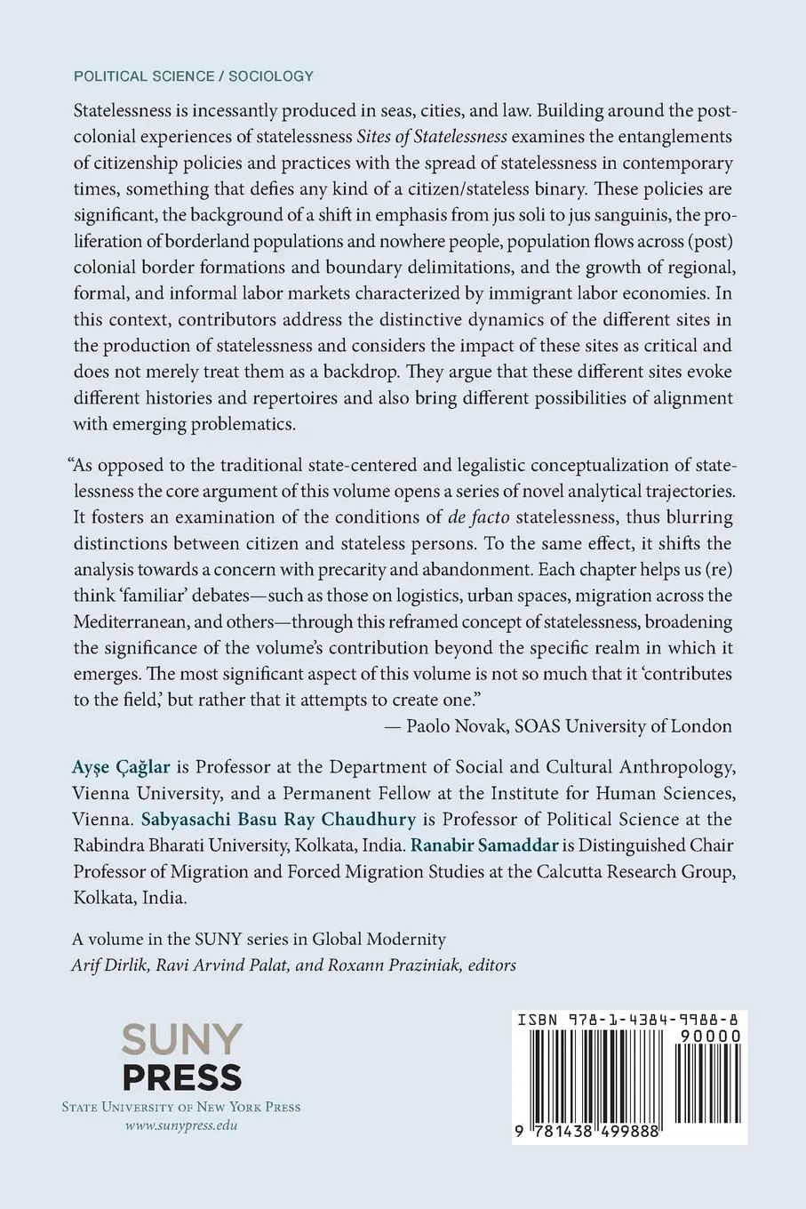 Rückseite: 9781438499888 | Sites of Statelessness | Laws, Cities, Seas | Ay¿e Ça¿lar (u. a.)