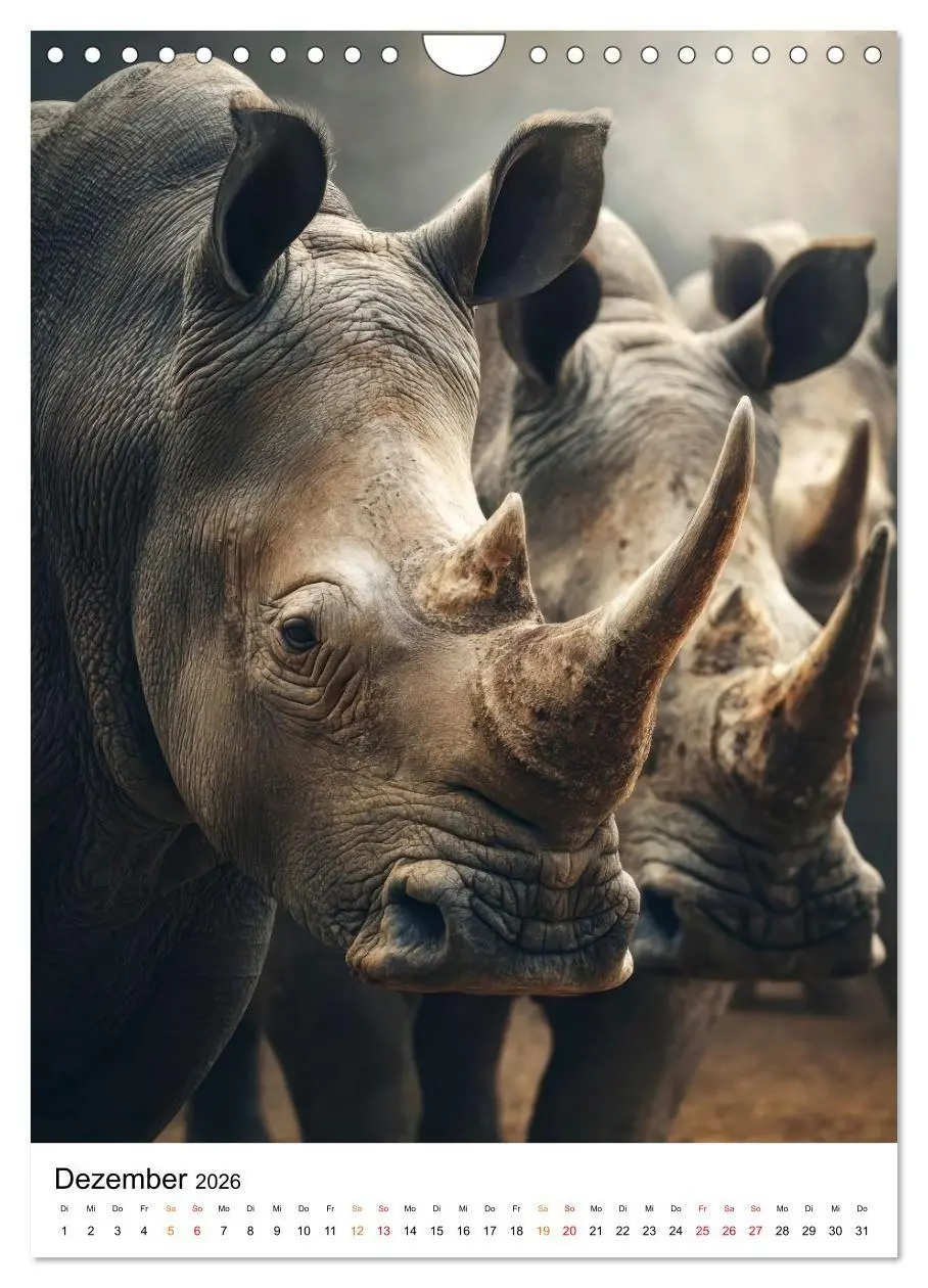 Bild: 9783516719888 | Nashorn - Stark. Stur. Schnell. (Wandkalender 2026 DIN A4 hoch),...