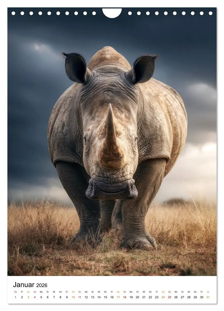 Bild: 9783516719888 | Nashorn - Stark. Stur. Schnell. (Wandkalender 2026 DIN A4 hoch),...