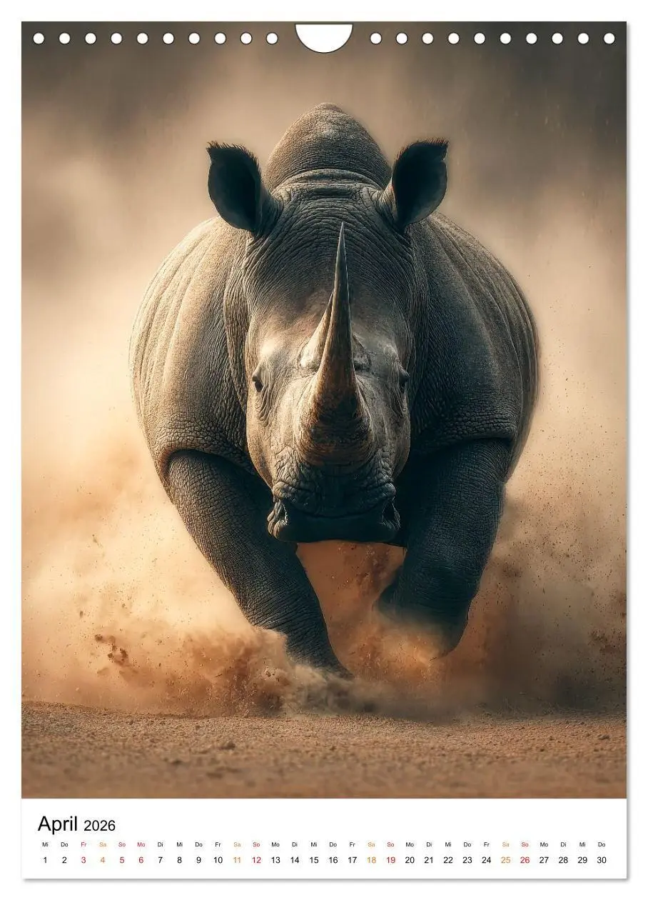 Bild: 9783516719888 | Nashorn - Stark. Stur. Schnell. (Wandkalender 2026 DIN A4 hoch),...