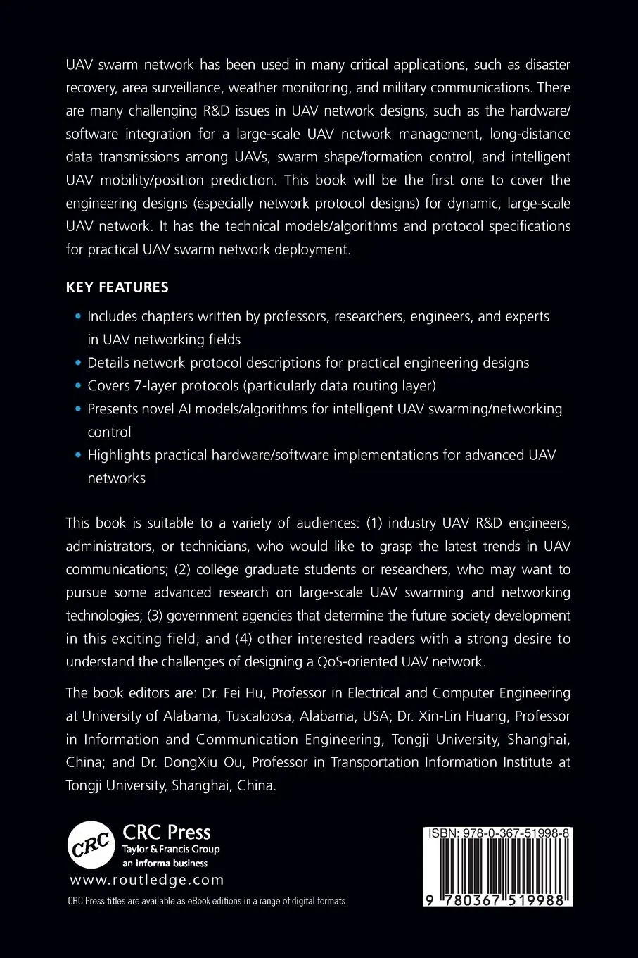 Rückseite: 9780367519988 | UAV Swarm Networks | Models, Protocols, and Systems | Fei Hu (u. a.)