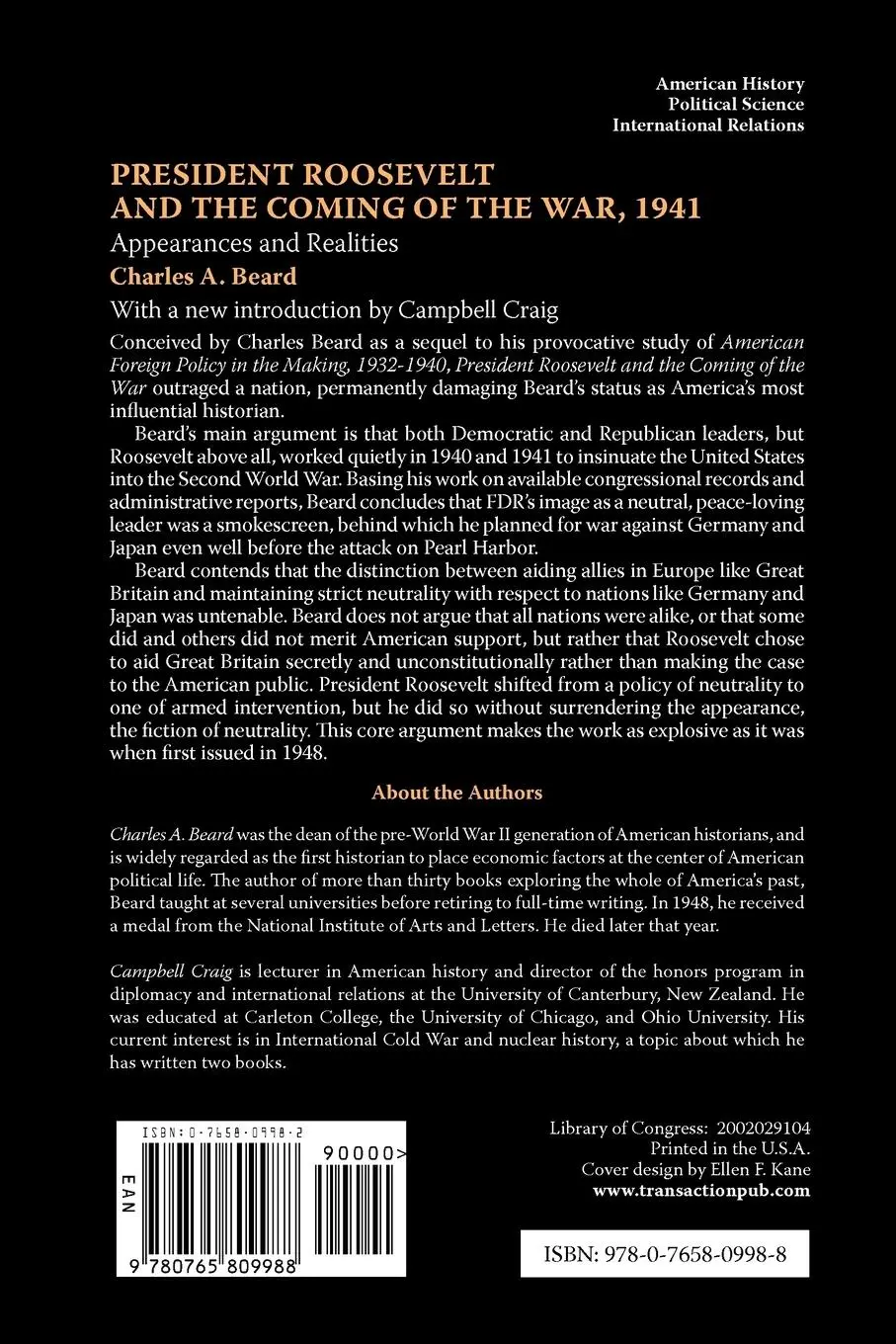 Rückseite: 9780765809988 | President Roosevelt and the Coming of the War, 1941 | Charles A Beard