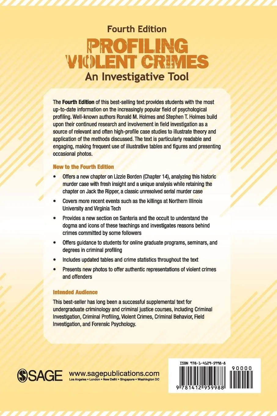 Rückseite: 9781412959988 | Profiling Violent Crimes | An Investigative Tool | Holmes (u. a.)