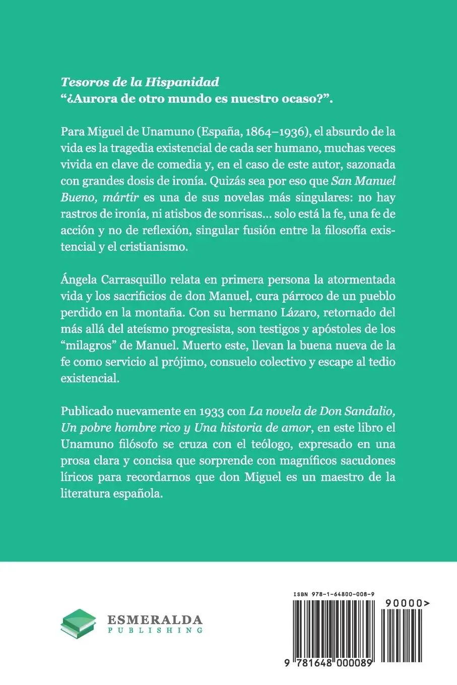 Rückseite: 9781648000089 | San Manuel Bueno, mártir | Miguel De Unamuno | Taschenbuch | Spanisch