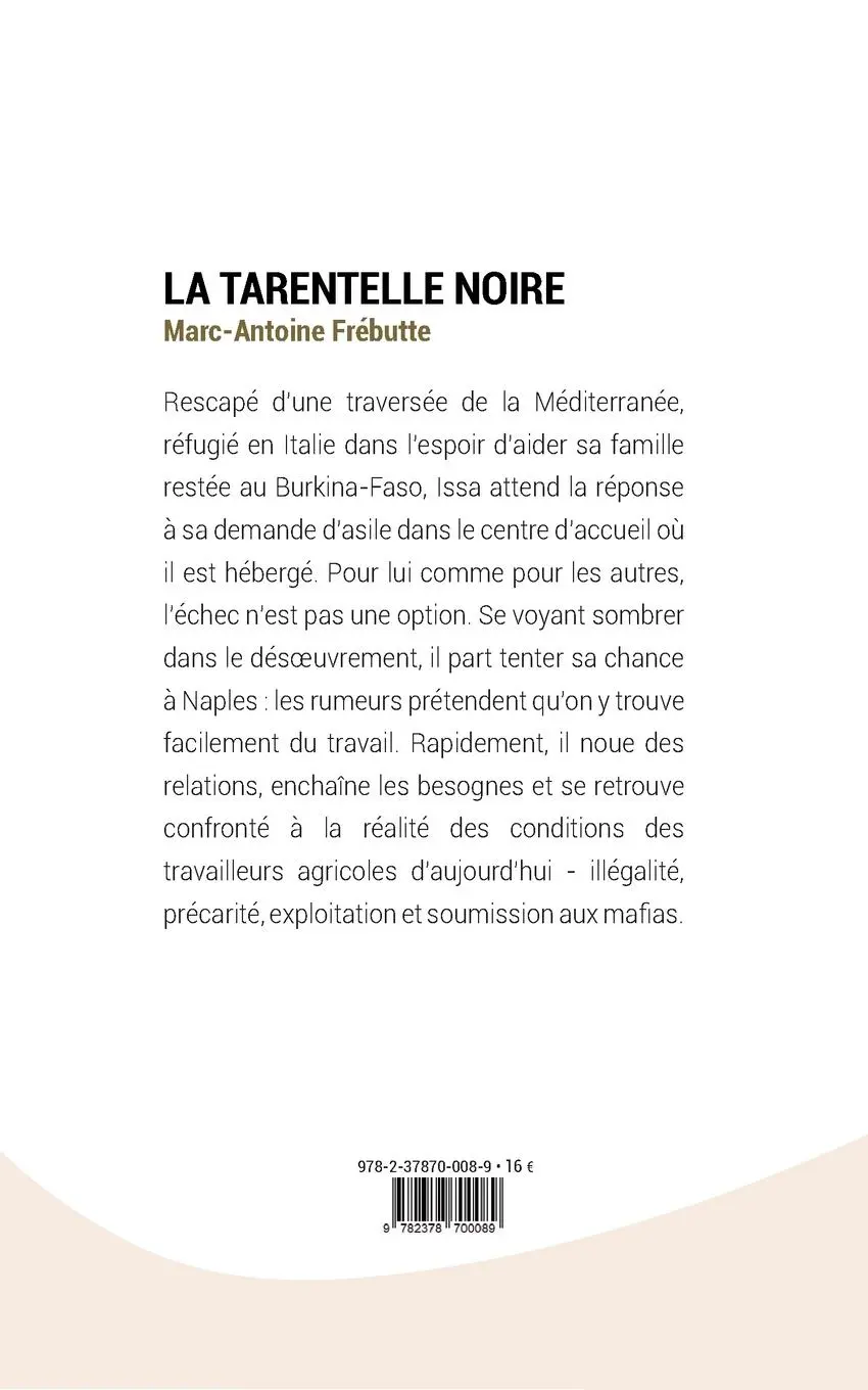 Rückseite: 9782378700089 | La tarentelle noire | Marc-Antoine Frébutte | Taschenbuch | 2021