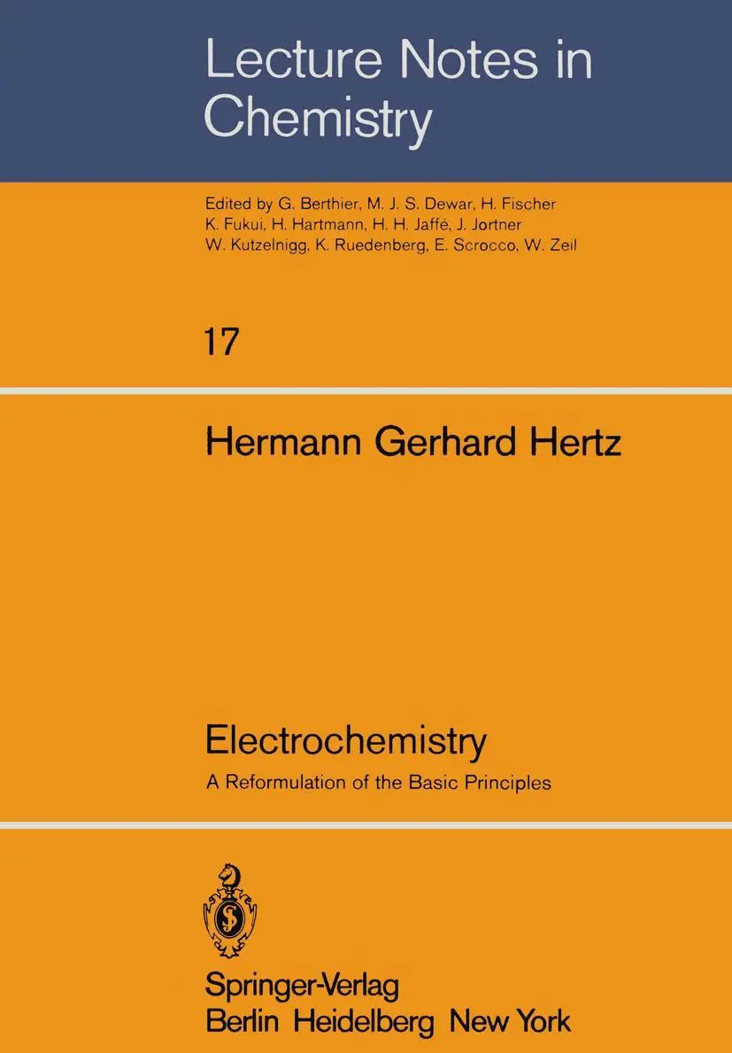 Cover: 9783540100089 | Electrochemistry | A Reformulation of the Basic Principles | Hertz | x