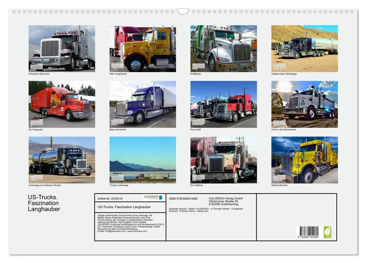 Bild: 9783569910089 | US-Trucks. Faszination Langhauber (Wandkalender 2027 DIN A2 quer),...